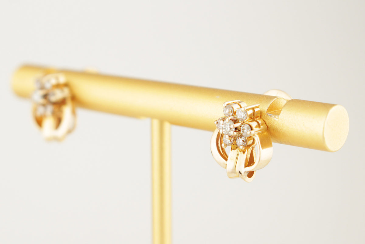 VINTAGE c1940 DIAMOND EARRINGS 14ct GOLD