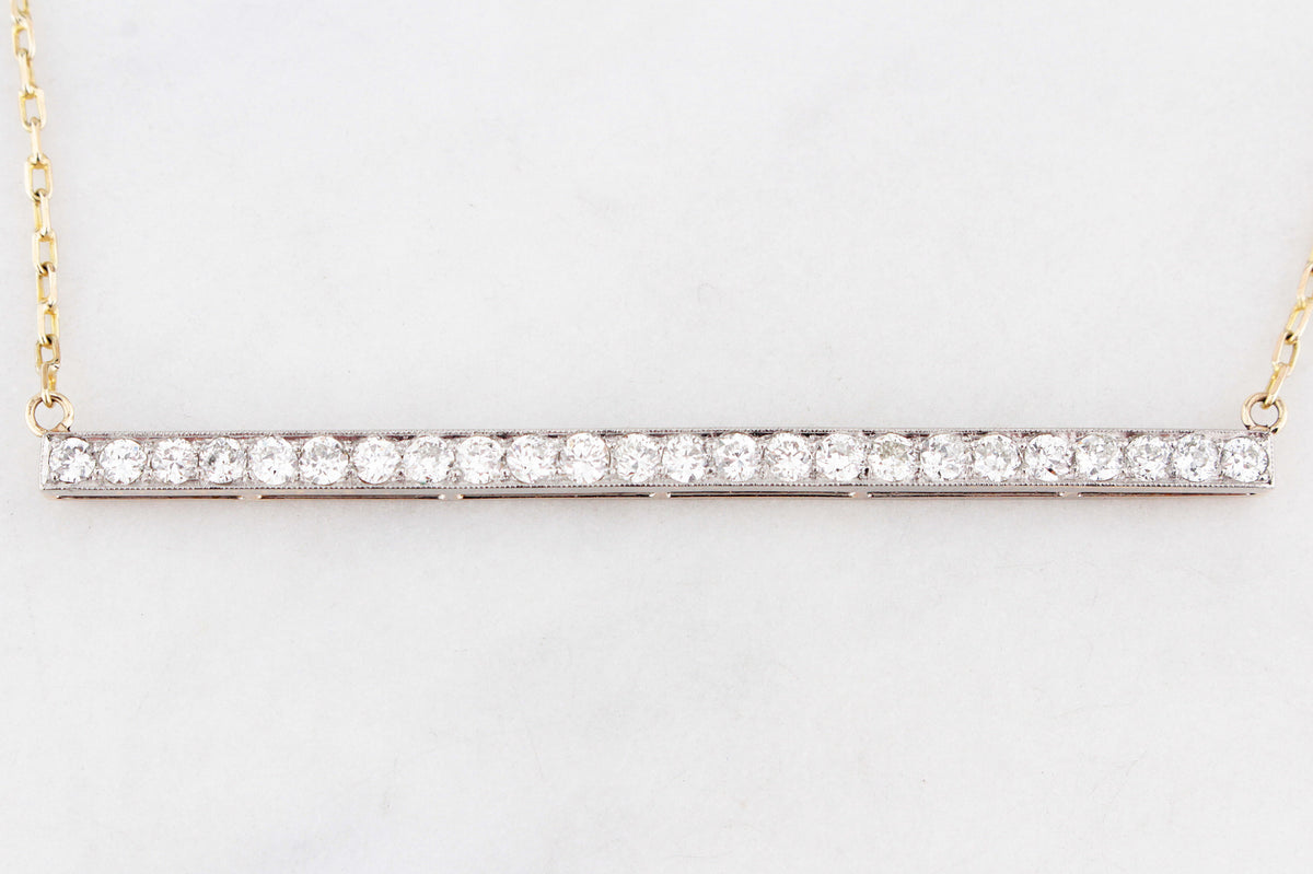 ART DECO 1.85ct DIAMOND BAR PENDANT 14ct GOLD
