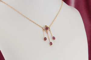 ANTIQUE EDWARDIAN c1910 GARNET DROP NECKLACE ON 9ct YELLOW GOLD