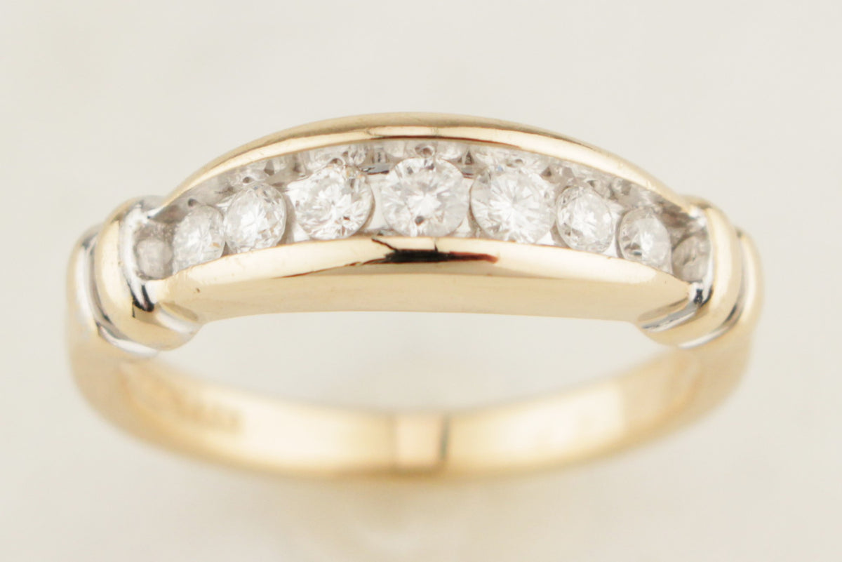 VINTAGE c1940/50 SEVEN STONE DIAMOND RING 14ct GOLD
