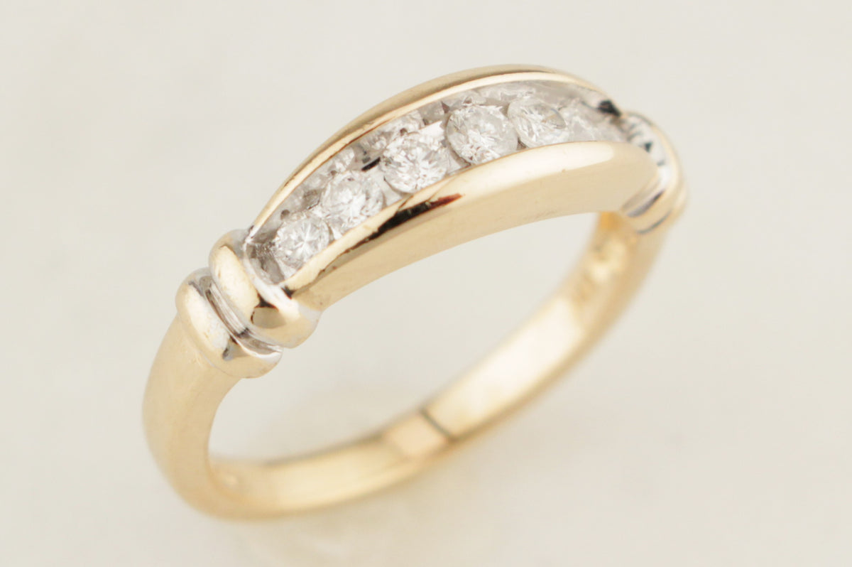 VINTAGE c1940/50 SEVEN STONE DIAMOND RING 14ct GOLD