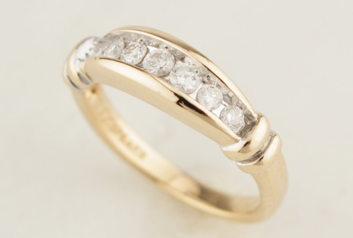 VINTAGE c1940/50 SEVEN STONE DIAMOND RING 14ct GOLD
