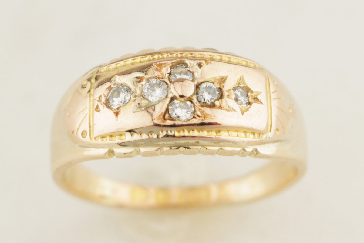 ANTIQUE LATE VICTORIAN 1897 DIAMOND RING 15ct GOLD