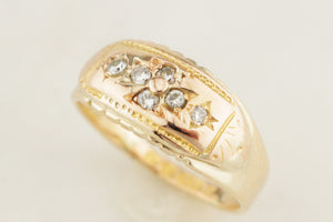 ANTIQUE LATE VICTORIAN 1897 DIAMOND RING 15ct GOLD