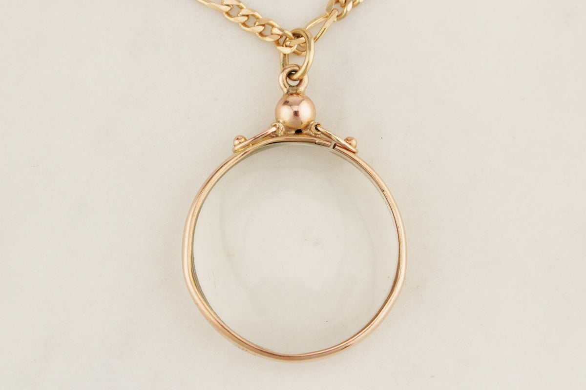 ANTIQUE AUSTRALIAN c1900 GLASS LOCKET & CHAIN 9ct GOLD