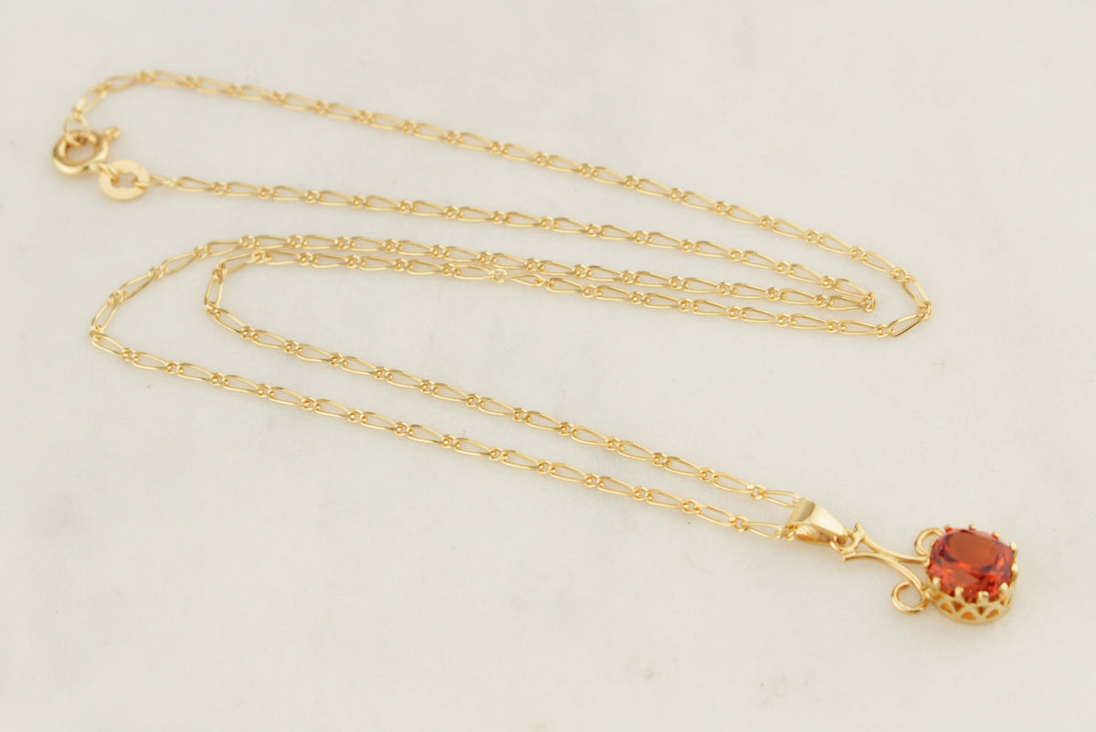 VINTAGE ITALIAN CITRINE PENDANT & EARRINGS 18ct GOLD