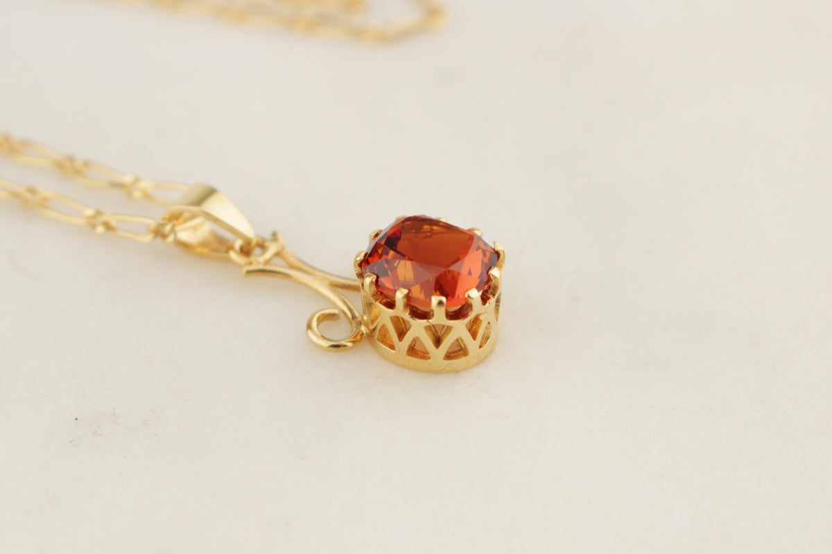 VINTAGE ITALIAN CITRINE PENDANT & EARRINGS 18ct GOLD