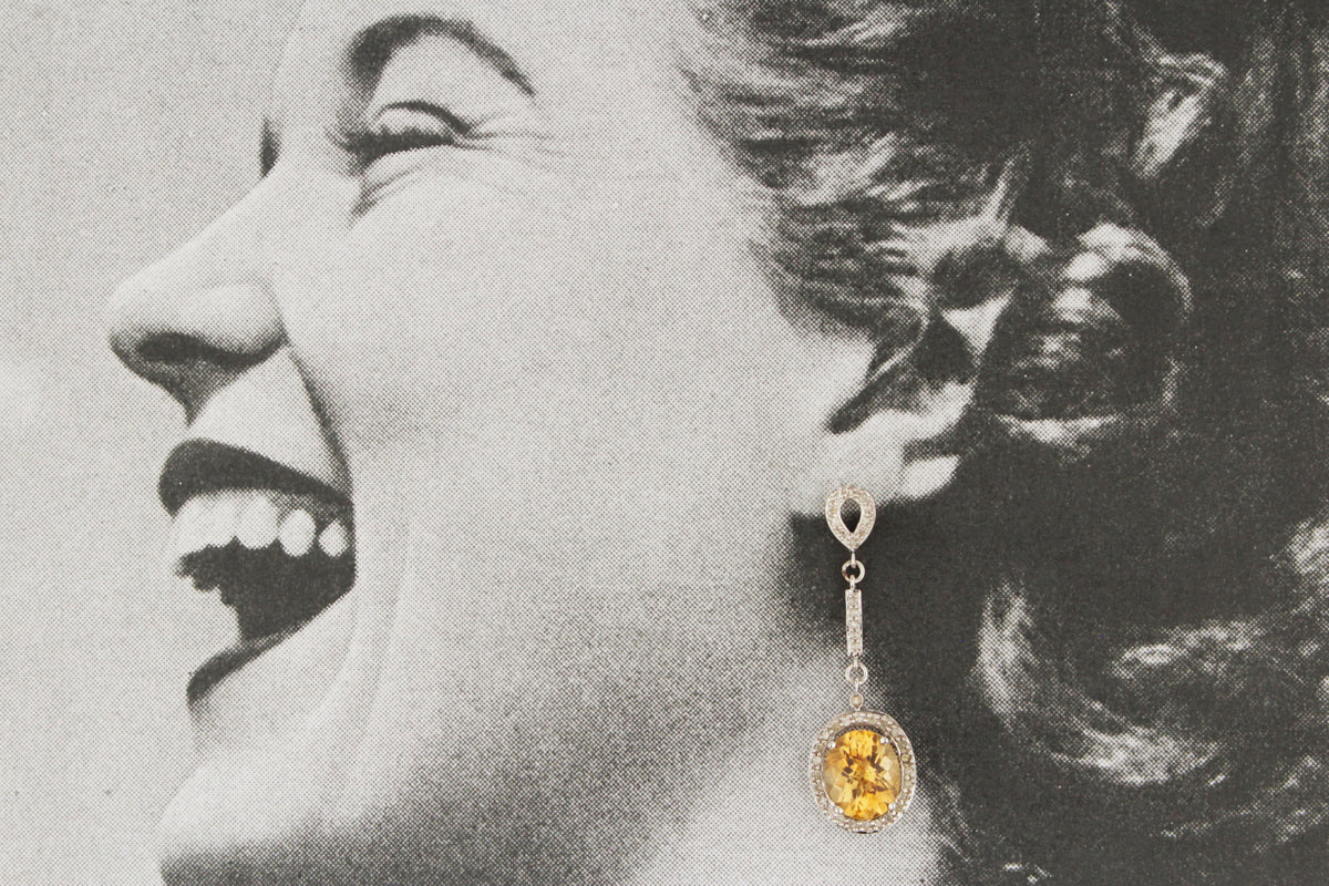 MODERN CITRINE &amp; DIAMOND EARRINGS 14ct GOLD