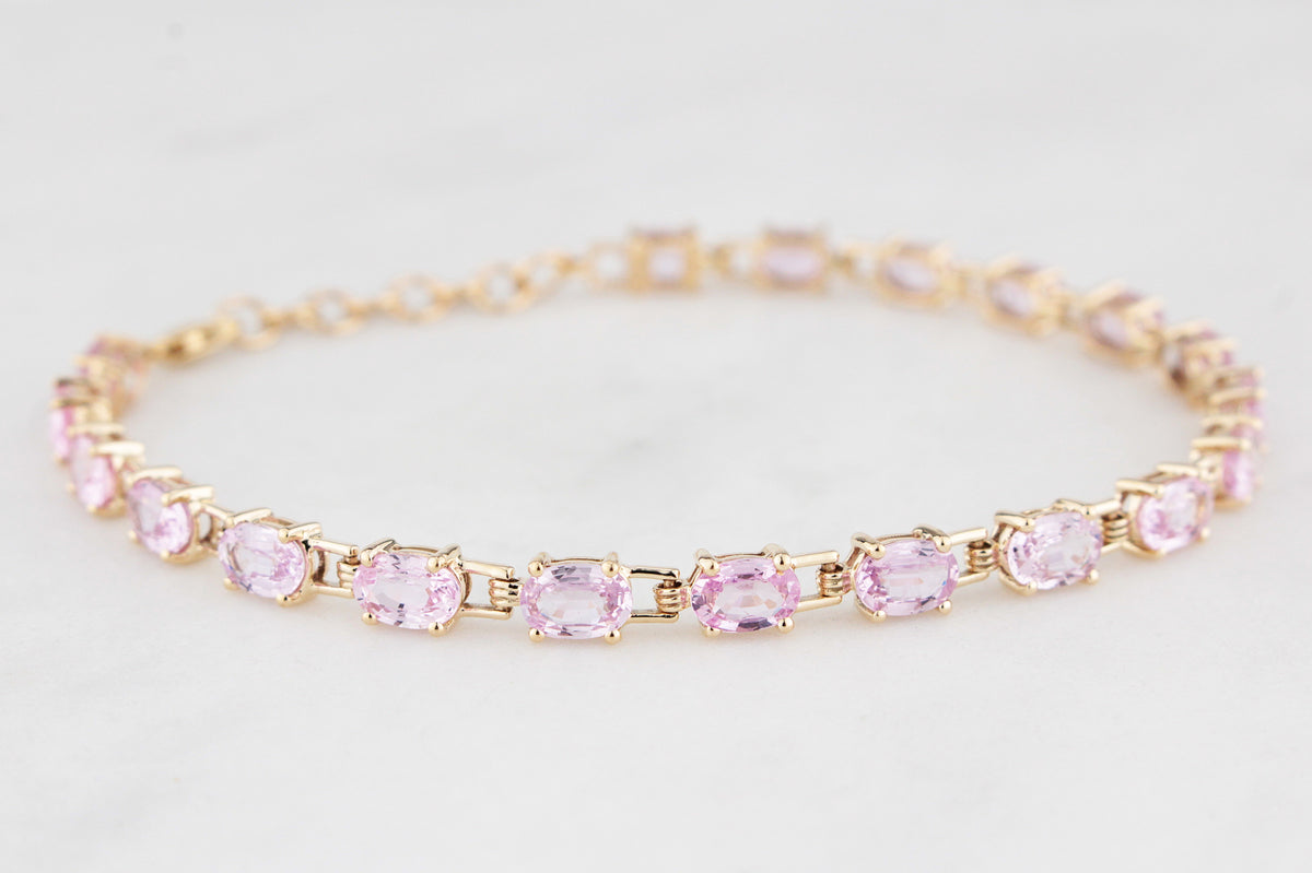 12ct PINK SAPPHIRE BRACELET 10ct GOLD