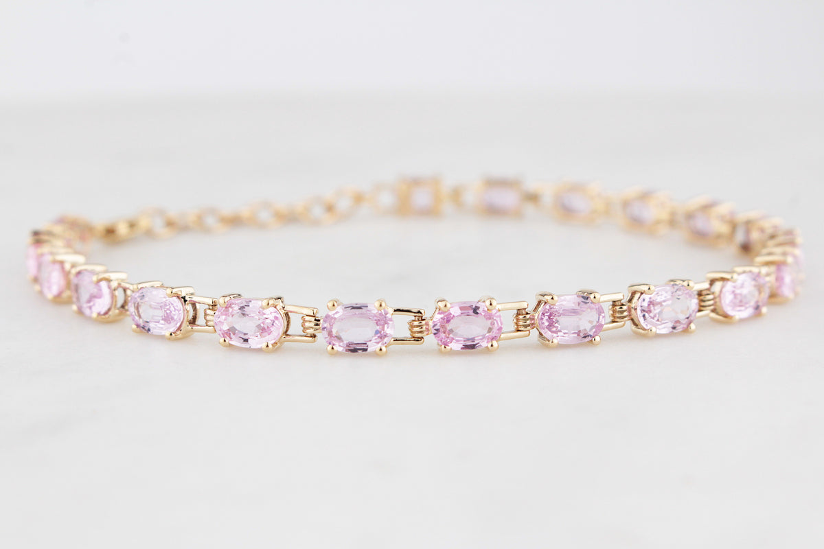 12ct PINK SAPPHIRE BRACELET 10ct GOLD