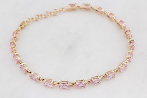 12ct PINK SAPPHIRE BRACELET 10ct GOLD
