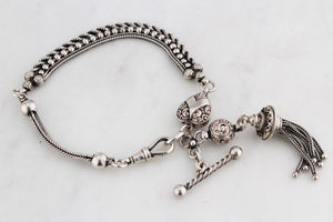 ANTIQUE VICTORIAN ALBERTINA BRACELET STERLING SILVER