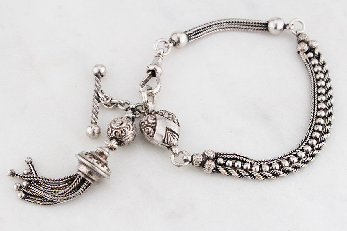 ANTIQUE VICTORIAN ALBERTINA BRACELET STERLING SILVER