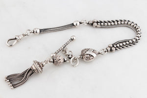 ANTIQUE VICTORIAN ALBERTINA BRACELET STERLING SILVER