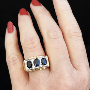 VINTAGE SAPPHIRE & DIAMOND RING 14ct GOLD