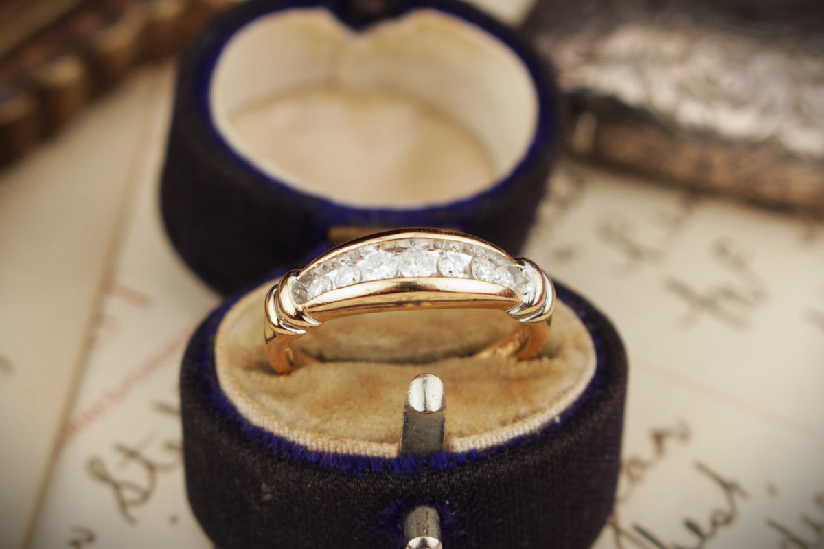 VINTAGE c1940/50 SEVEN STONE DIAMOND RING 14ct GOLD