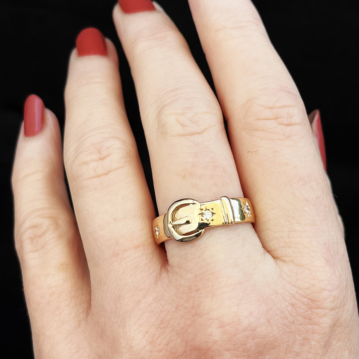 VINTAGE DIAMOND BUCKLE RING 9ct GOLD