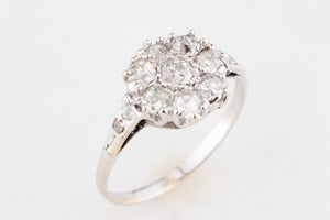 ANTIQUE c1920’S ART DECO 1.0ct DIAMOND DAISY RING 18ct WHITE GOLD
