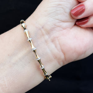 CONTEMPORARY .34ct DIAMOND BAMBOO BANGLE 9ct GOLD