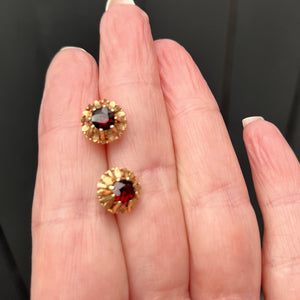 Garnet stud earrings on sale gold