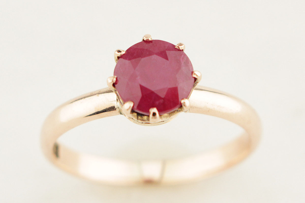 ANTIQUE EDWARDIAN AUSTRALIAN c1900 1.88ct RUBY RING 9ct ROSE GOLD