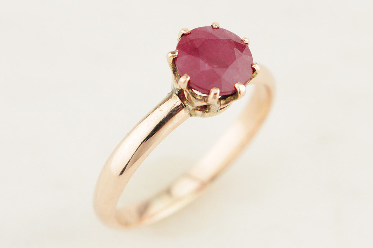 ANTIQUE EDWARDIAN AUSTRALIAN c1900 1.88ct RUBY RING 9ct ROSE GOLD