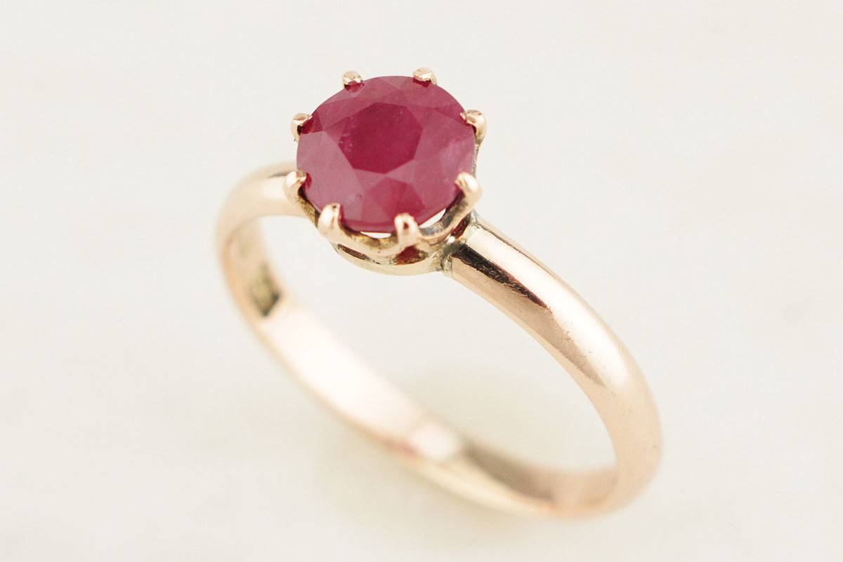 ANTIQUE EDWARDIAN AUSTRALIAN c1900 1.88ct RUBY RING 9ct ROSE GOLD