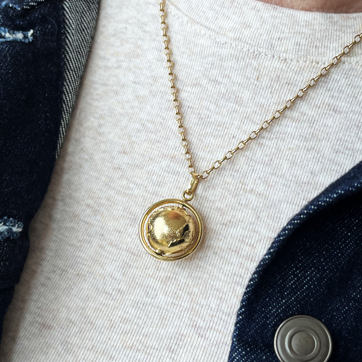 VINTAGE SPINNING GLOBE PENDANT 9ct GOLD