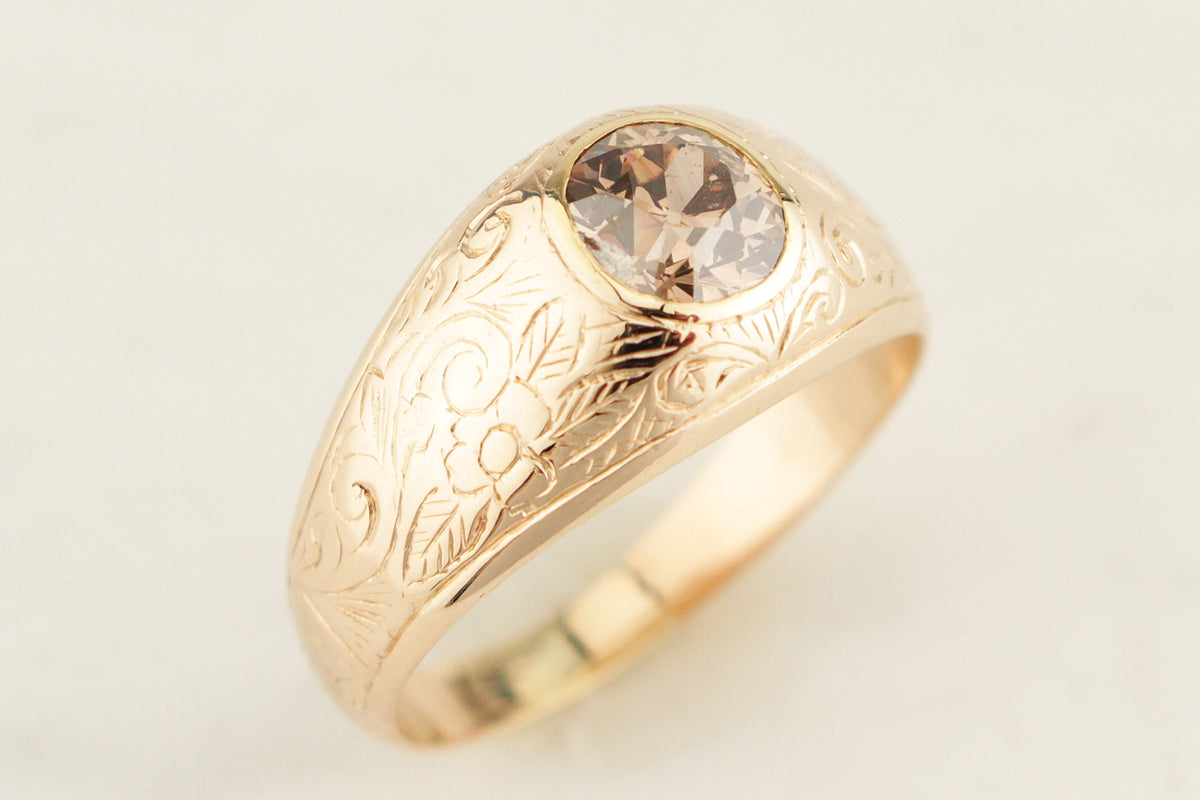 VINTAGE ESTATE c1930/40 1.3ct CHAMPAGNE DIAMOND RING