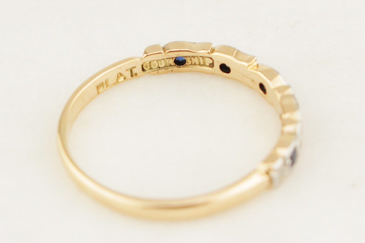 ANTIQUE ART DECO SAPPHIRE &amp; DIAMOND BAND 18ct GOLD &amp; PLATINUM