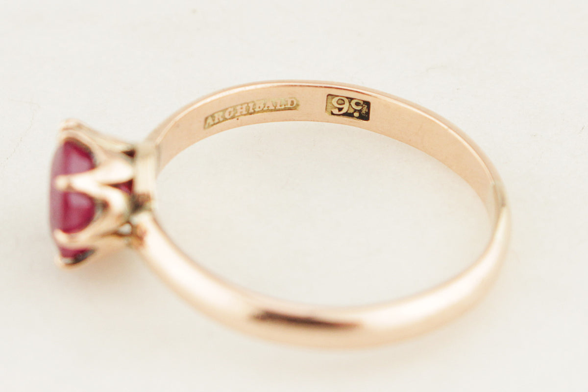 ANTIQUE EDWARDIAN AUSTRALIAN c1900 1.88ct RUBY RING 9ct ROSE GOLD