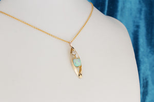 ANTIQUE c1920 DIAMOND & OPAL PENDANT ON 9ct YELLOW GOLD