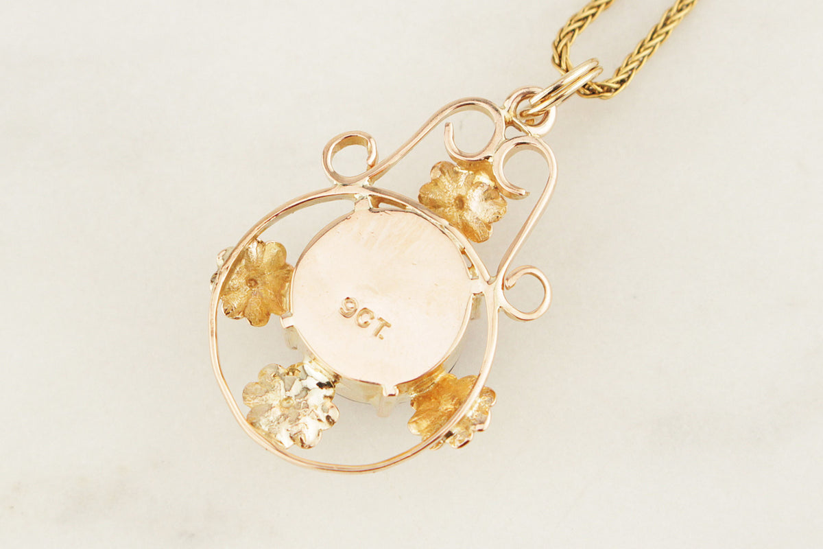 ANTIQUE EDWARDIAN c1915 AMETHYST PENDANT 9ct GOLD