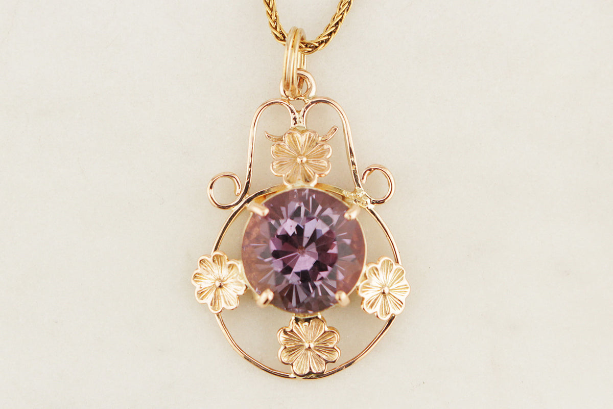ANTIQUE EDWARDIAN c1915 AMETHYST PENDANT 9ct GOLD