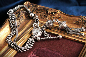 ANTIQUE VICTORIAN ALBERTINA BRACELET STERLING SILVER