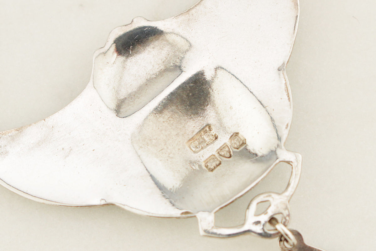 ANTIQUE ART NOUVEAU 1909 CHARLES HORNER SILVER & ENAMEL PENDANT NECKLACE