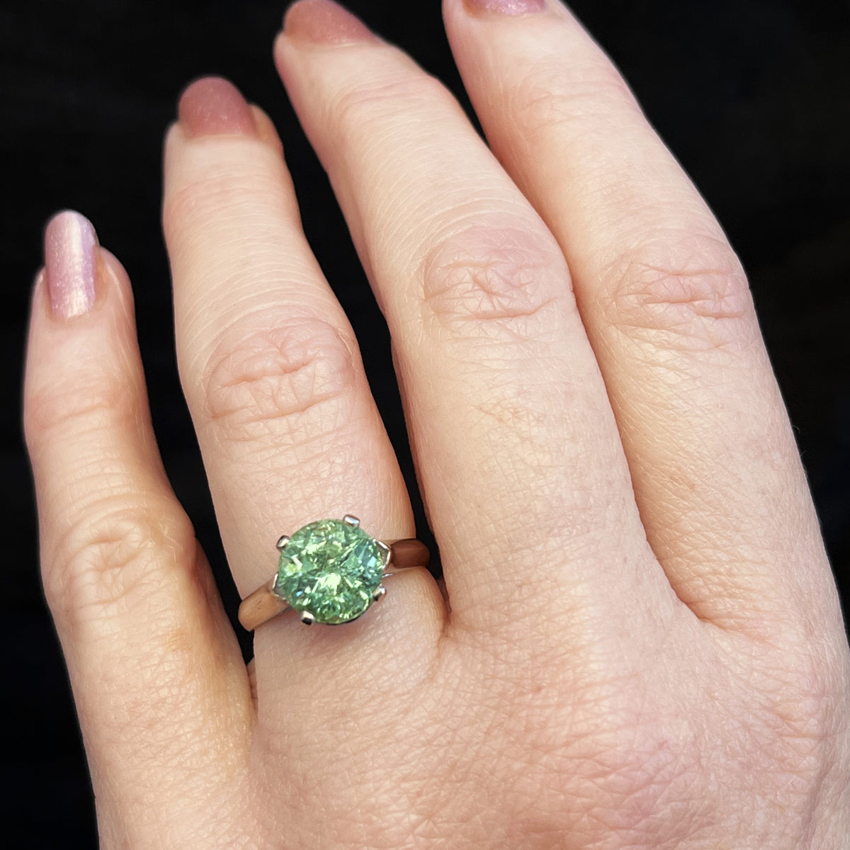 VINTAGE 3ct GREEN TOURMALINE RING IN 14ct GOLD