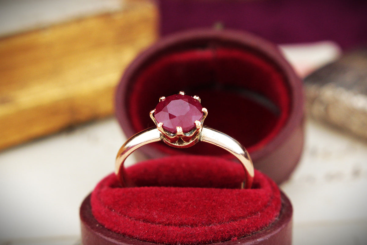 ANTIQUE EDWARDIAN AUSTRALIAN c1900 1.88ct RUBY RING 9ct ROSE GOLD