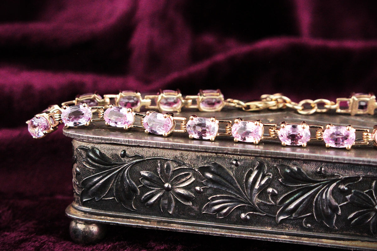 12ct PINK SAPPHIRE BRACELET 10ct GOLD