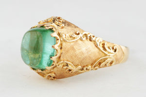 VINTAGE 18ct YELLOW GOLD CABOCHON EMERALD RING