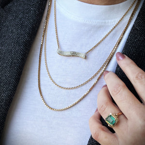 VINTAGE .75ct DIAMOND BAR NECKLACE 9ct GOLD