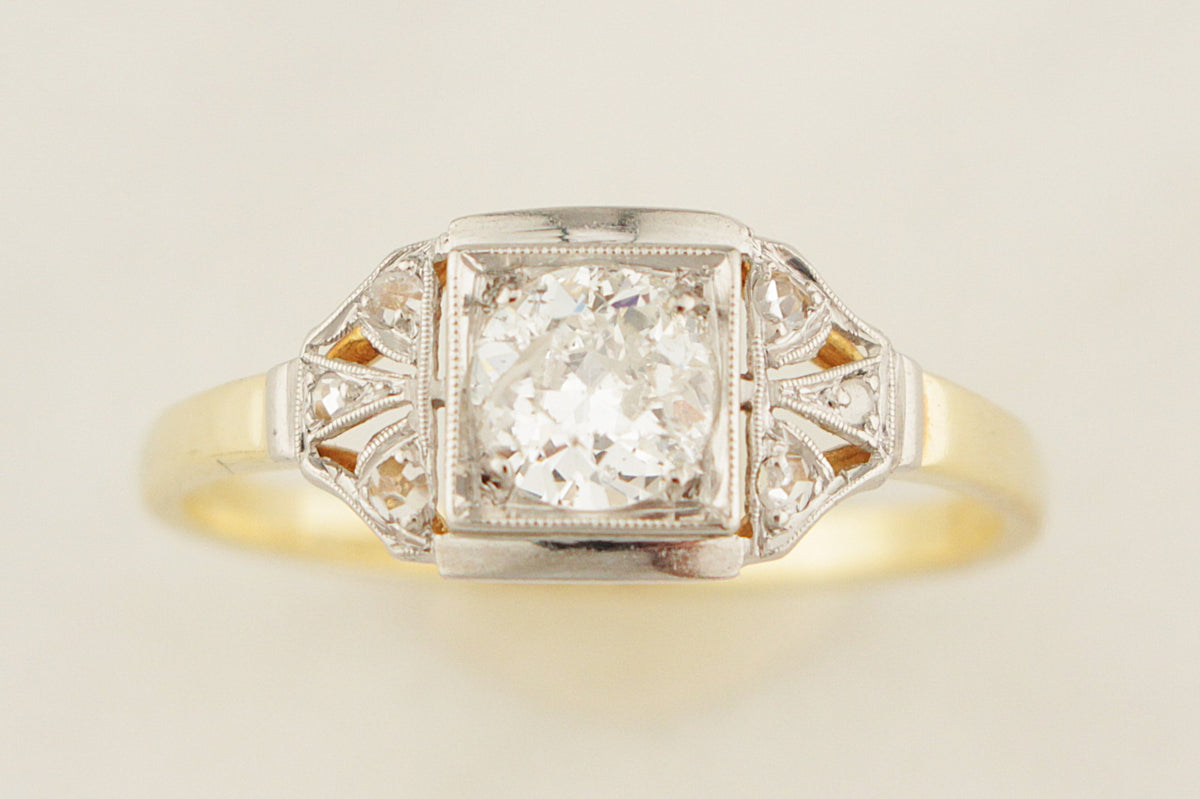 ANTIQUE EDWARDIAN c1900 .50ct DIAMOND RING 15ct GOLD & PLATINUM