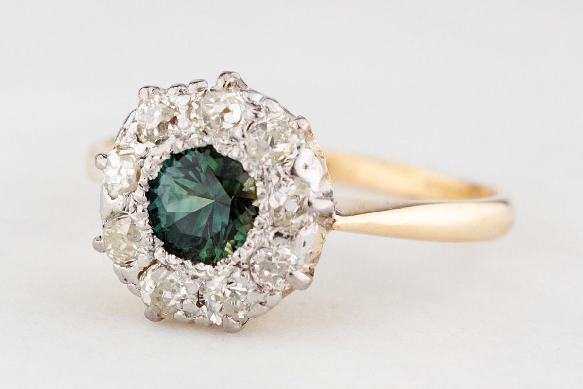 ANTIQUE EDWARDIAN SAPPHIRE &amp; DIAMOND RING 18ct GOLD &amp; PLATINUM