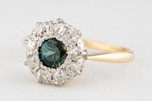 ANTIQUE EDWARDIAN SAPPHIRE & DIAMOND RING 18ct GOLD & PLATINUM