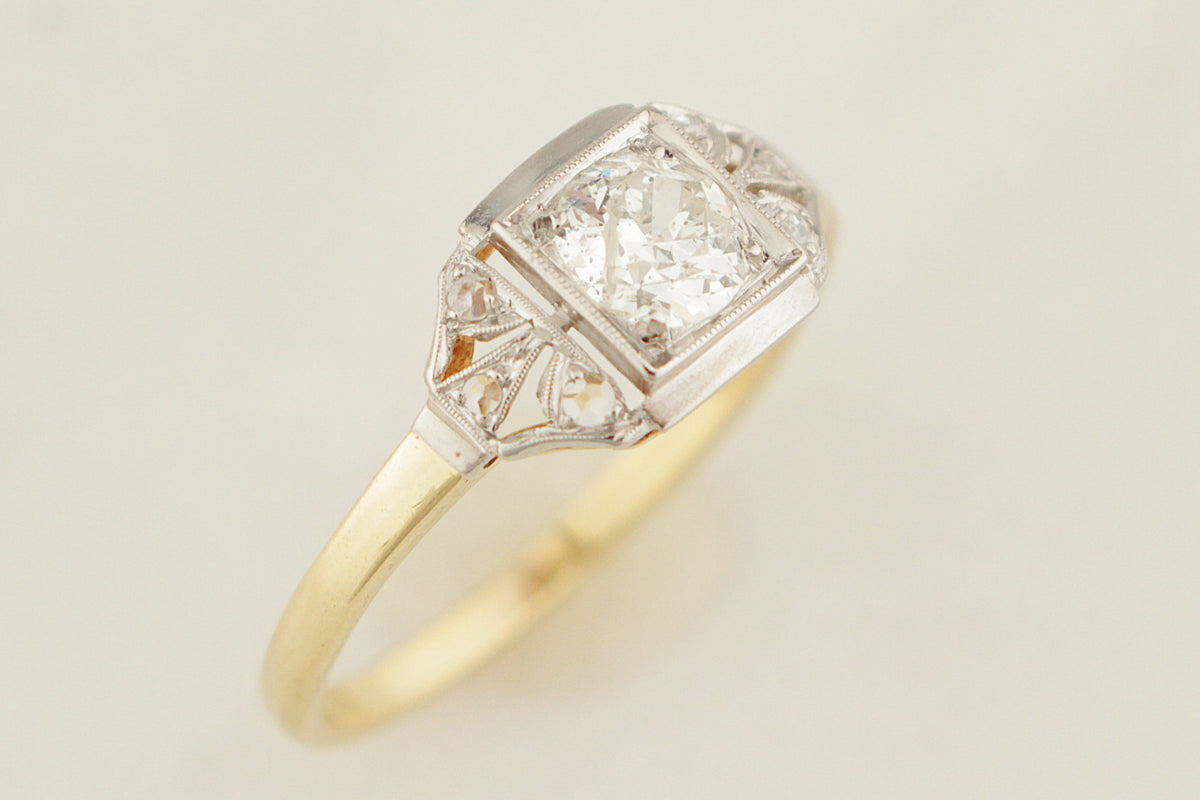 ANTIQUE EDWARDIAN c1900 .50ct DIAMOND RING 15ct GOLD & PLATINUM