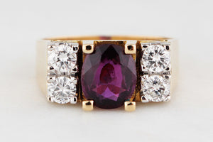 VINTAGE MID-CENTURY RUBY & DIAMOND RING 18ct GOLD