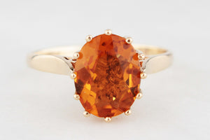 MID-CENTURY 1970 CITRINE RING 9ct GOLD