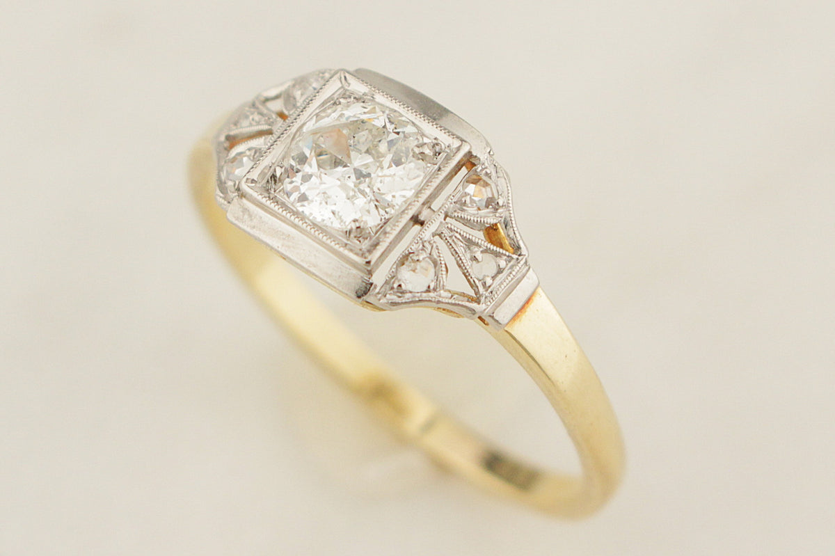 ANTIQUE EDWARDIAN c1900 .50ct DIAMOND RING 15ct GOLD & PLATINUM