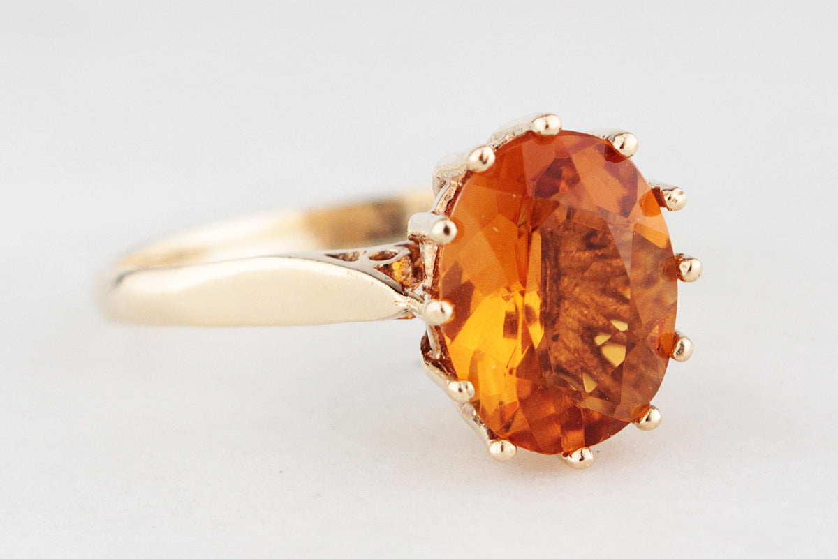 MID-CENTURY 1970 CITRINE RING 9ct GOLD