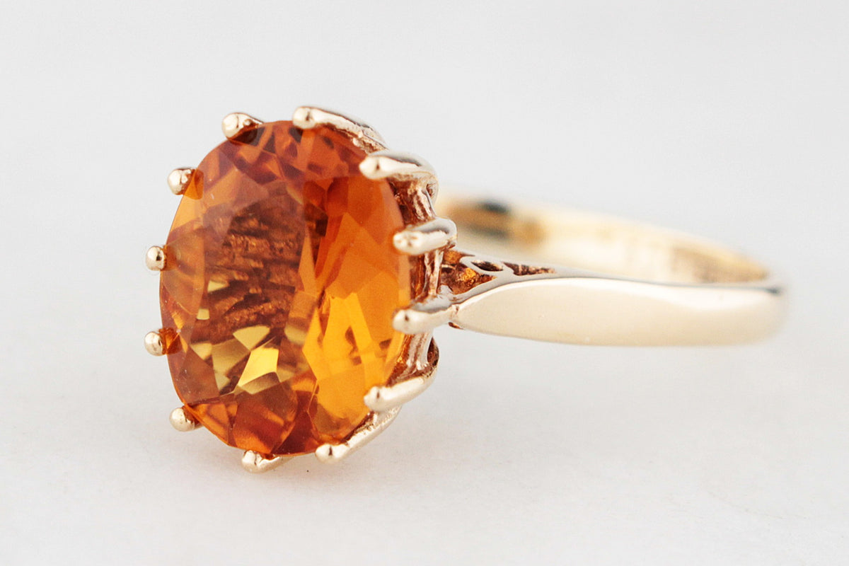 MID-CENTURY 1970 CITRINE RING 9ct GOLD